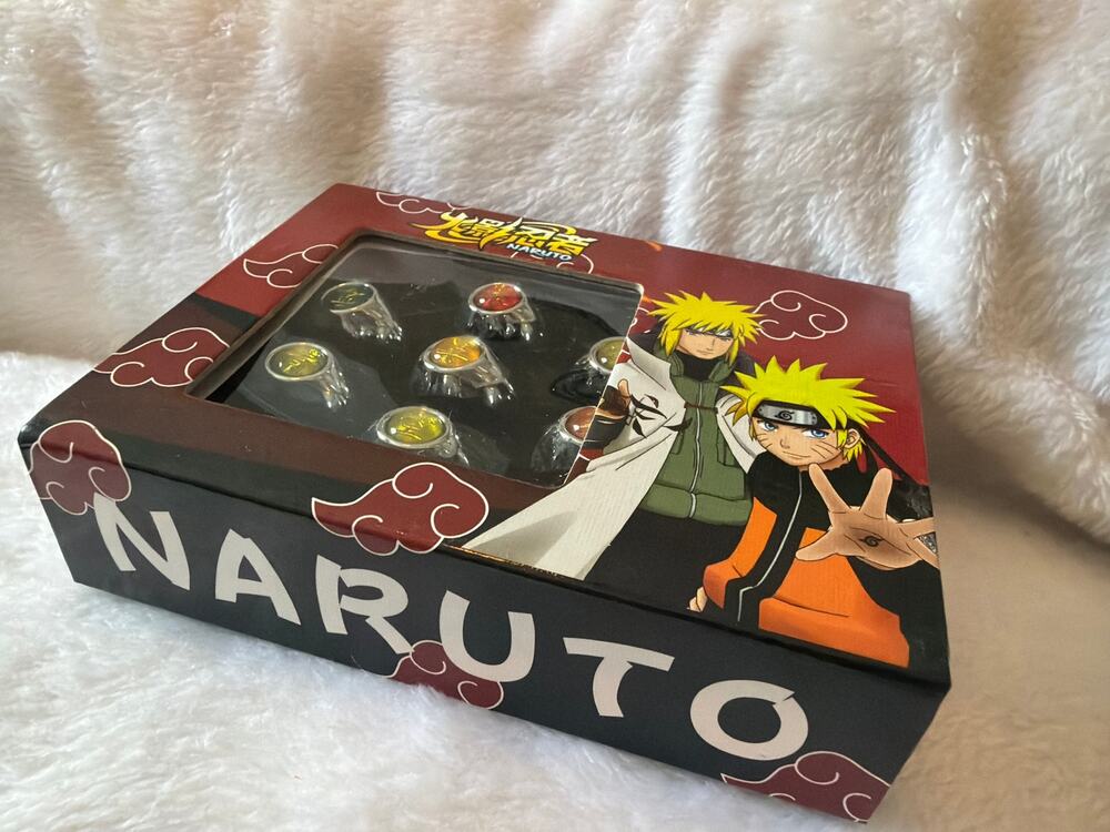 Naruto Akatsuki Cosplay Ring Set 10pcs w/ Display Gift Box Anime Costume Prop